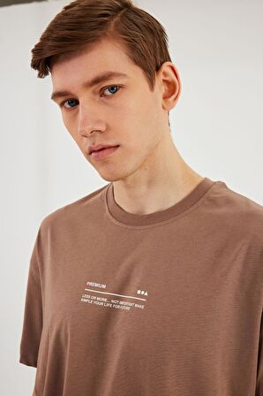 Leo Erkek Oversize Tshirt %100 Pamuk Bisiklet Yaka Baskı Detaylı Basic Tişört