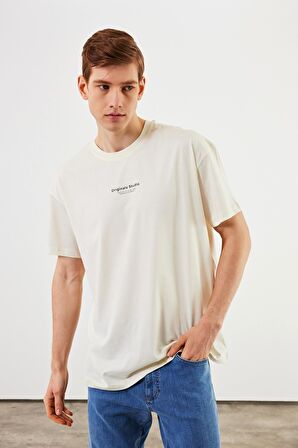 Leo Erkek Oversize Tshirt %100 Pamuk Bisiklet Yaka Baskı Detaylı Basic Tişört MTLCE81