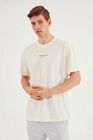 Leo Erkek Oversize Tshirt %100 Pamuk Bisiklet Yaka Baskı Detaylı Basic Tişört MTLCE81