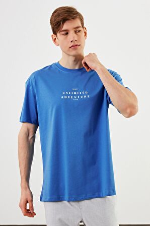 Leo Erkek Oversize Tshirt %100 Pamuk Bisiklet Yaka Baskı Detaylı Basic Tişört MTLCE82