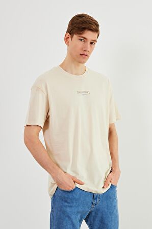 Leo Erkek Oversize Tshirt %100 Pamuk Bisiklet Yaka Baskı Detaylı Basic Tişört MTLCE83