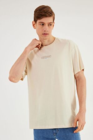 Leo Erkek Oversize Tshirt %100 Pamuk Bisiklet Yaka Baskı Detaylı Basic Tişört MTLCE83