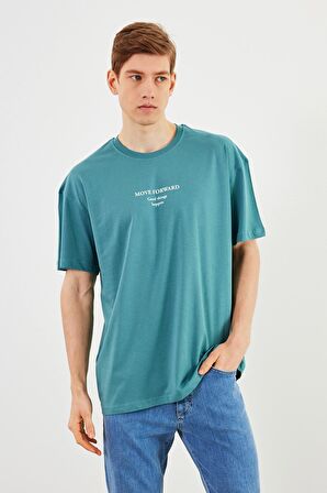 Leo Erkek Oversize Tshirt %100 Pamuk Bisiklet Yaka Baskı Detaylı Basic Tişört MTLCE84