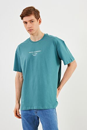 Leo Erkek Oversize Tshirt %100 Pamuk Bisiklet Yaka Baskı Detaylı Basic Tişört MTLCE84