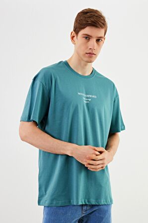 Leo Erkek Oversize Tshirt %100 Pamuk Bisiklet Yaka Baskı Detaylı Basic Tişört MTLCE84