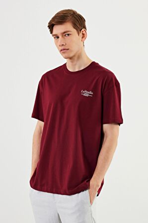 Leo Erkek Oversize Tshirt %100 Pamuk Bisiklet Yaka Baskı Detaylı Basic Tişört MTLCE86