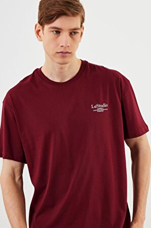 Leo Erkek Oversize Tshirt %100 Pamuk Bisiklet Yaka Baskı Detaylı Basic Tişört MTLCE86