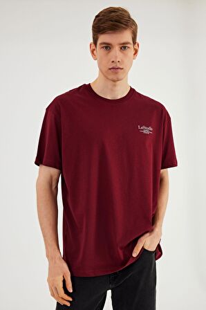 Leo Erkek Oversize Tshirt %100 Pamuk Bisiklet Yaka Baskı Detaylı Basic Tişört MTLCE86