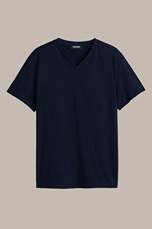 Erkek Çok Renkli T- Shirt Regular Fit Rahat Kesim V Yaka 4'lü Basic Tişört Paketi CMREOV36-4