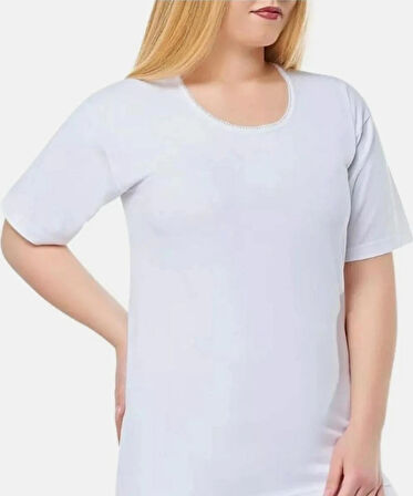 Kadın Yarım Kollu Kaşkorse Atlet %100 Pamuk Beden (2XL) 6 Numara 2'li Paket