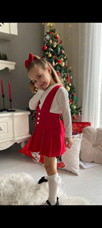 Kız Çocuk Kırmızı Slopet Elbise 