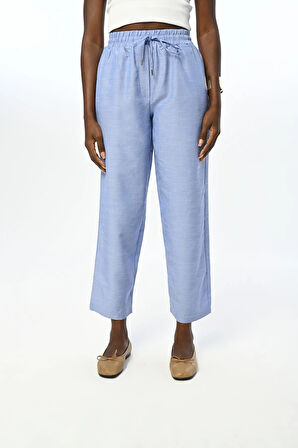 KADIN BELİ LASTİKLİ REGULAR DÜZ RENK PANTOLON