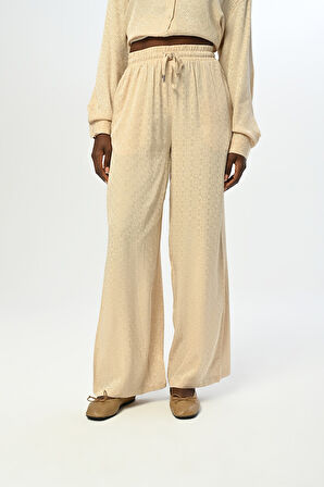 KADIN BELİ LASTİKLİ BOL PAÇA DESENLİ PANTOLON