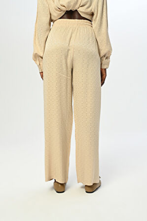 KADIN BELİ LASTİKLİ BOL PAÇA DESENLİ PANTOLON