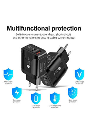 25W 1USB+1PD Girişli Hızlı Şarj Adaptörü