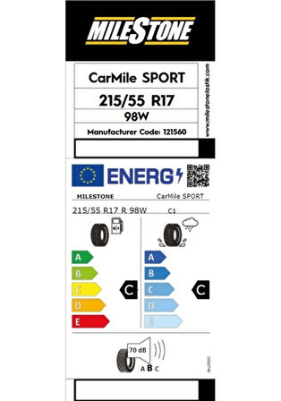 Milestone 215/55 R17 98W Reinf. Carmile Sport Yaz Lastiği 2024