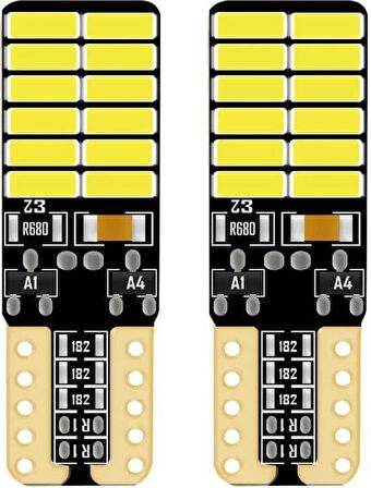 Balp 2 Adet Sarı Renk T10 Dipsiz LED Ampul 24 Ledli Park Ampulü Gündüz Farı Yüksek Işık Güçlü