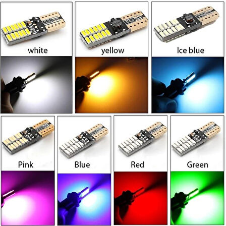 Balp 2 Adet Sarı Renk T10 Dipsiz LED Ampul 24 Ledli Park Ampulü Gündüz Farı Yüksek Işık Güçlü