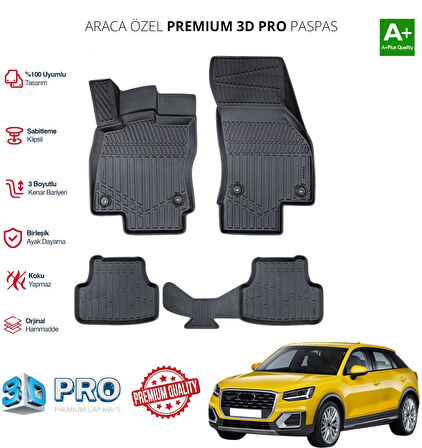 AUDİ Q2 ARACA ÖZEL 3D PASPAS 2017 2018 2019 2020 2021 2022 2023