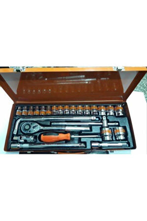 25 Parça Lokma Takımı – Tornavida + Uzatma + Cırcır – 1/2’’ – 6 Köşe