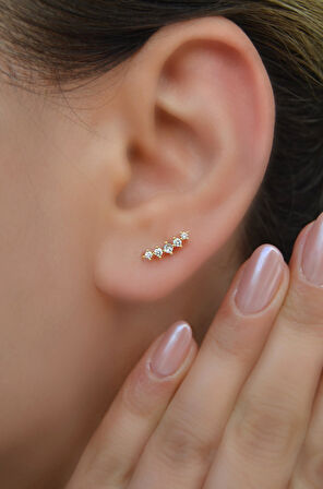 Sıralı Taşlı Helix Piercing Kıkırdak Tragus Lob Conch Piercing Taş Detaylı
