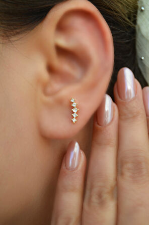 Sıralı Taşlı Helix Piercing Kıkırdak Tragus Lob Conch Piercing Taş Detaylı