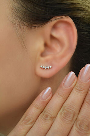 Sıralı Taşlı Helix Piercing Kıkırdak Tragus Lob Conch Piercing Taş Detaylı