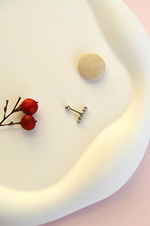 Sıralı Taşlı Helix Piercing Kıkırdak Tragus Lob Conch Piercing Taş Detaylı