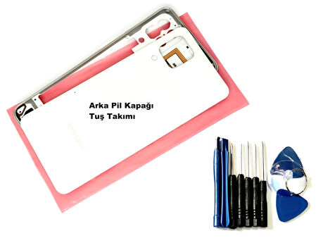 Tkgz Samsung Galaxy M32 FULL ORJ KASA Arka Pil Batarya Kapağı (TAMİR SETİ) BEYAZ