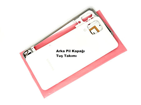 Tkgz Samsung Galaxy M32 FULL ORJ KASA Arka Pil Batarya Kapağı (TAMİR SETİ) BEYAZ