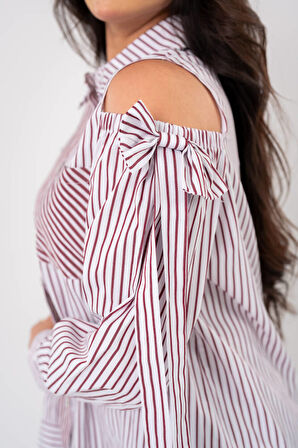 Fiyonk Aksesurlı Omzu Acık Basıc Gömlek GMK16056