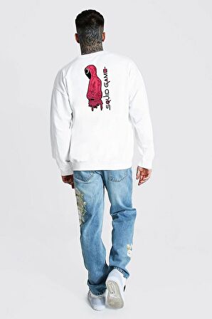 Pamuk Oversize Squid Game Arka Baskılı Unisex Sweatshirt