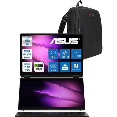 Asus Rog Zephyrus Duo (2026) Intel Core Ultra 9 386H 64GB Ddr5 2tb Freedos Geforce Rtx 5090 24GB Çift Ekran 16" Dokunmatik 3k (2880 x 1800) OLED 120Hz 0.2ms GX651AXSR051WF02 + Zetta Çanta