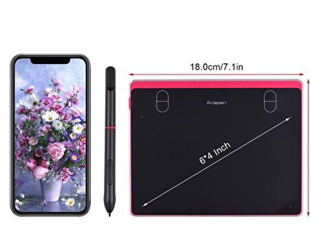 Acepen AP604 6.4 inç Grafik Tablet Kırmızı