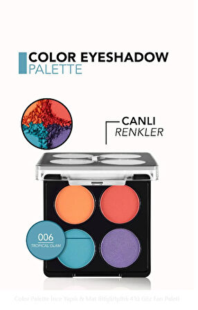 Flormar Color Palette İnce Yapılı & Mat Bitişli/Işıltılı 4'lü Göz Farı Paleti
