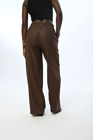 KADIN BELİ LASTİKLİ BOL PAÇA İNCE SİMLİ DÜZ RENK PANTOLON