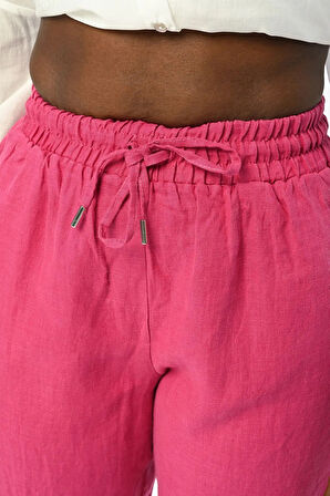 KADIN RAHAT KALIP BELİ LASTİKLİ DÜZ ORKİDE RENK PANTOLON