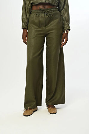 KADIN BELİ LASTİKLİ BOL PAÇA SİMLİ PANTOLON