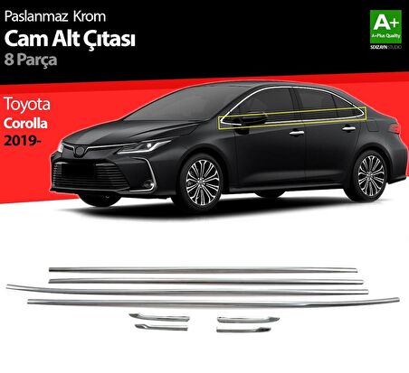 Toyota Corolla SD Krom Cam Alt Çıtası 8 Parça 2019+