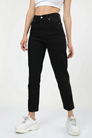 New Aideen Kadın Siyah Süper Skinny Mom Fit Esnek Likralı Denim Jean Kot Pantolon