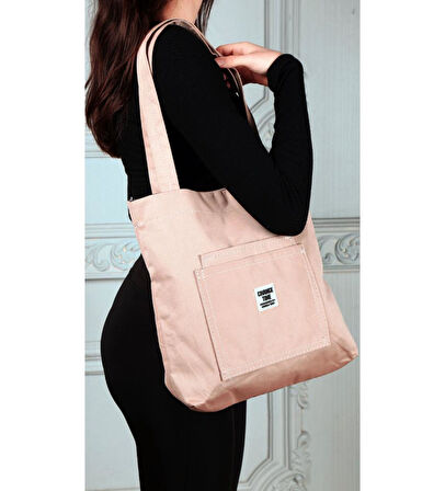 Yumuşak Bez Kumaş Kol Ve Omuz Çantası ağzı fermuarlı kadın çanta pembe