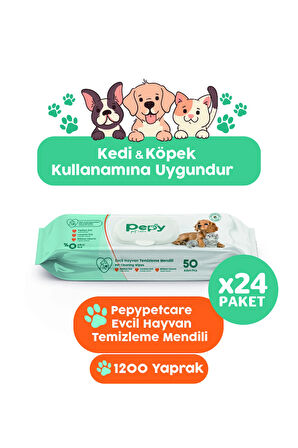 Kedi Ve Köpek Kullanımına Uygun Evcil Hayvan Temizleme Mendili 24 paket 1200 Adet