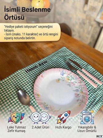 MavDesign İsim Nakışlı Beslenme Örtüsü