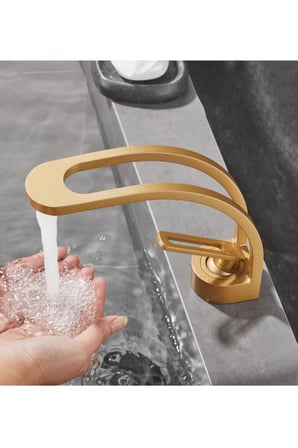 Banyo Lavabo Bataryası Şelale Tasarım Yeni Mat Gold 5 Yıl Garantili Ithal