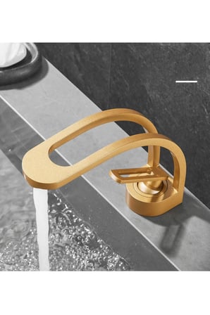 Banyo Lavabo Bataryası Şelale Tasarım Yeni Mat Gold 5 Yıl Garantili Ithal
