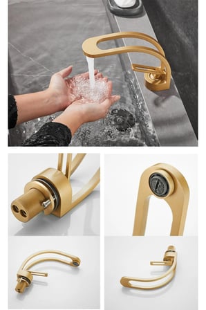 Banyo Lavabo Bataryası Şelale Tasarım Yeni Mat Gold 5 Yıl Garantili Ithal