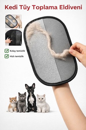 Çift Taraflı Statik Kedi Köpek Tüy Temizleme Eldiveni Giysiler Mobilyalar Halı Tüy Toplama Eldiveni