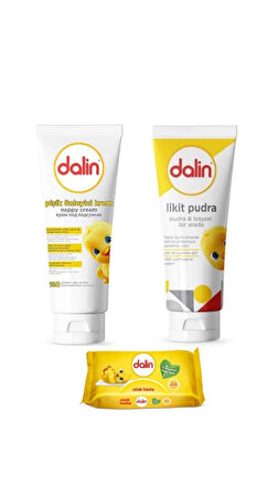 Dalin Pişik öneliyici Krem/Pişik Kremi 100ML+Dalin Likit Pudra & Losyon 100 Ml+Dalin Islak Havlu 56 lı