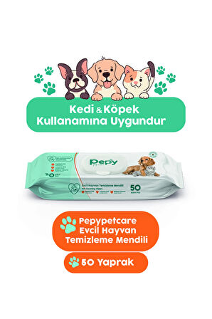 Kedi Ve Köpek Kullanımına Uygun Evcil Hayvan Temizleme Mendili 1 paket 50 Adet
