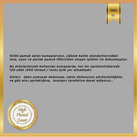 Sarev Sarov Pamuk Saten Çift Kişilik Gri Nevresim Takımı